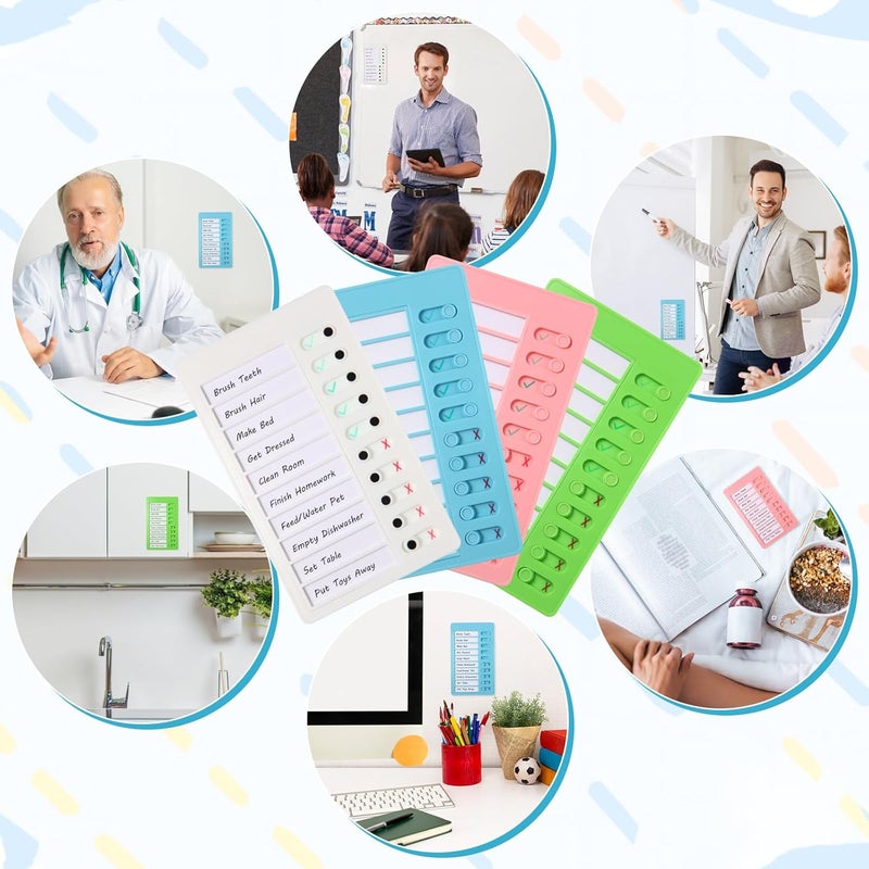 Aleric 4 Pieces Chores Chart for Kids Chore Chart, Sliding Routine Chart to Do List, My Chores RV Checklist Task Planning Board for Kids and Adults, ADHD Tools Routine Visual Schedule Reminder - Image 2